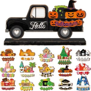 34 Pcs Interchangeable Mini Truck Sign Seasonal Holiday Decor